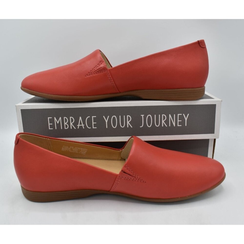 Dansko Women's Coral Red Leather Slip-On Flats - Picture 7 of 11
